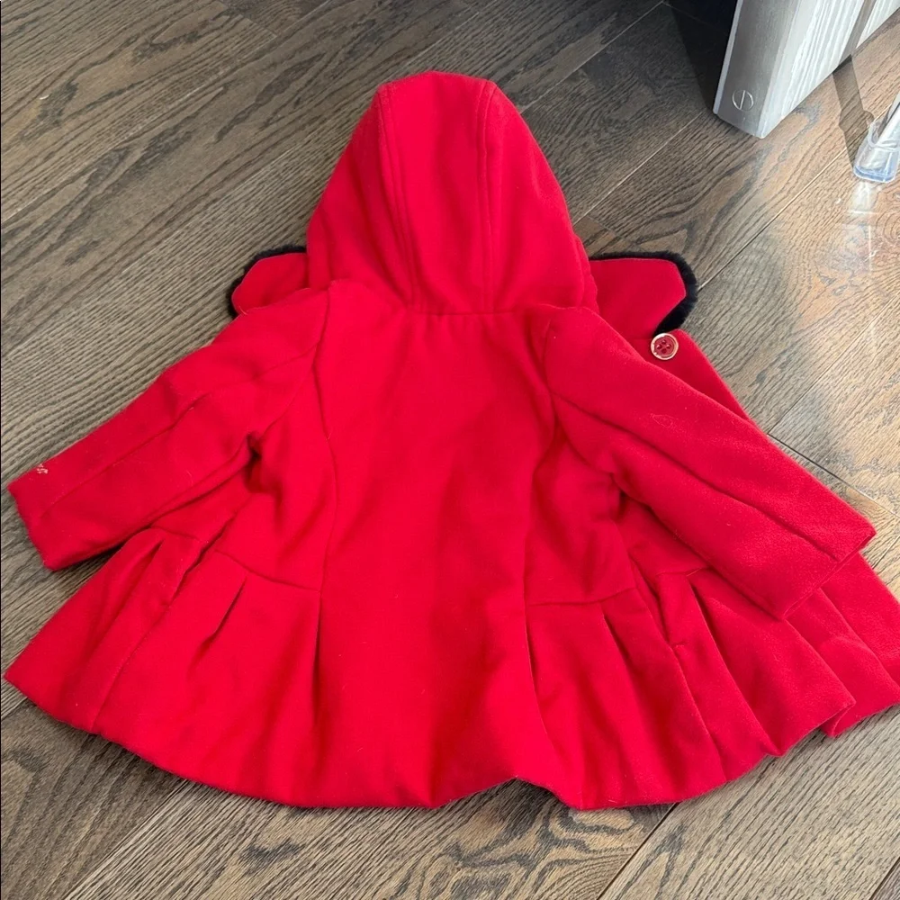 London Fog Vibrant Red Kids material Coat with Hood 12 months 1 year jacket